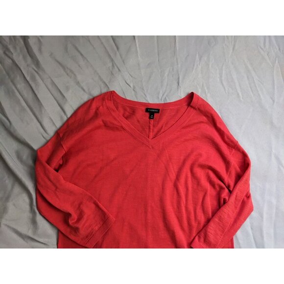 Talbots Sweater Red V Neck Lightweight Tassle Hem Cotton Womens Size M - Picture 2 of 8